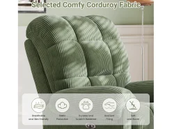 Relájate sillón de terciopelo eléctrico de sillón, silla de ocio ajustable con USB, respaldo ajustable, antiestático con reposapiés - 96x97x104cm verde