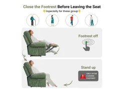 Relájate sillón de terciopelo eléctrico de sillón, silla de ocio ajustable con USB, respaldo ajustable, antiestático con reposapiés - 96x97x104cm verde