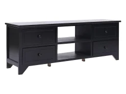 Éric-Paul-Louis Mueble para TV madera maciza de paulownia negro 108x30x40 cm