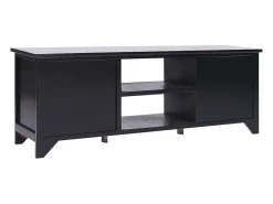 Éric-Paul-Louis Mueble para TV madera maciza de paulownia negro 108x30x40 cm