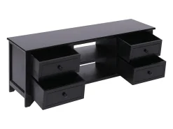 Éric-Paul-Louis Mueble para TV madera maciza de paulownia negro 108x30x40 cm