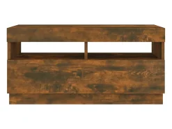 Roelant Mueble de TV con luces LED color roble ahumado 80x35x40 cm