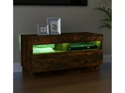 Roelant Mueble de TV con luces LED color roble ahumado 80x35x40 cm