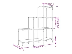 Rylanor Estantería de madera de ingeniería y metal negro 92x30x102 cm