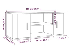 Åse Kristine Mueble para TV madera contrachapada blanco 100x35x40 cm