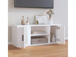 Åse Kristine Mueble para TV madera contrachapada blanco 100x35x40 cm