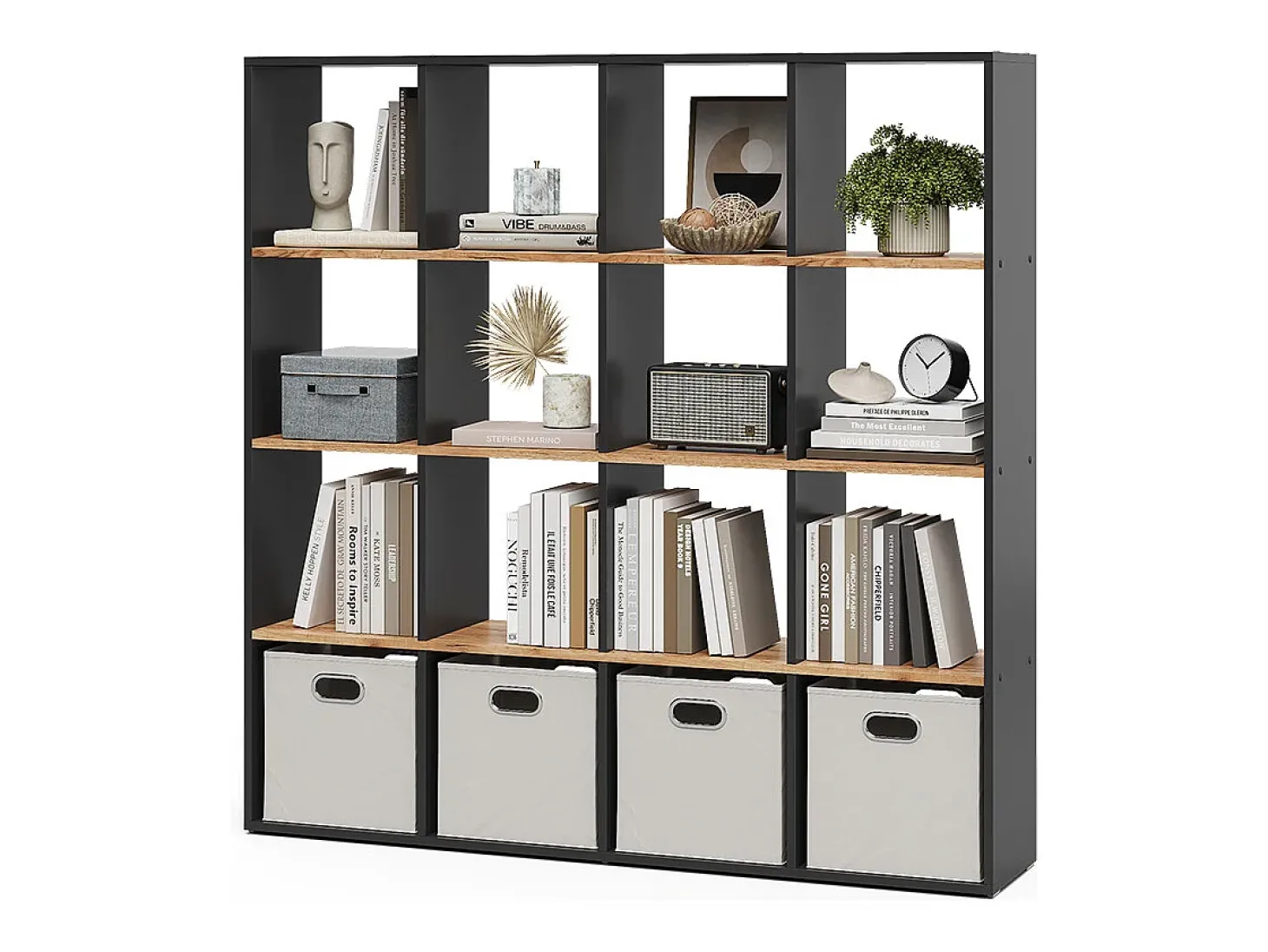 Separador de ambientes antracita/roble dorado 142.4x29x143 karree