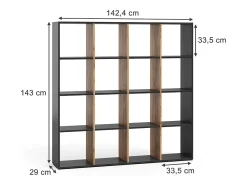 Separador de ambientes antracita/roble dorado 142.4x29x143 karree