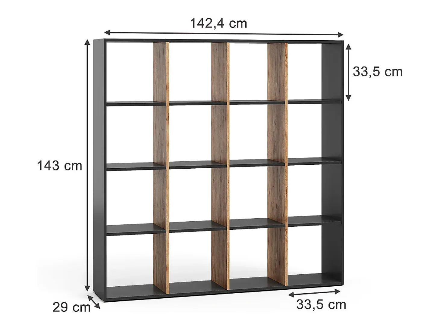 Separador de ambientes antracita/roble dorado 142.4x29x143 karree