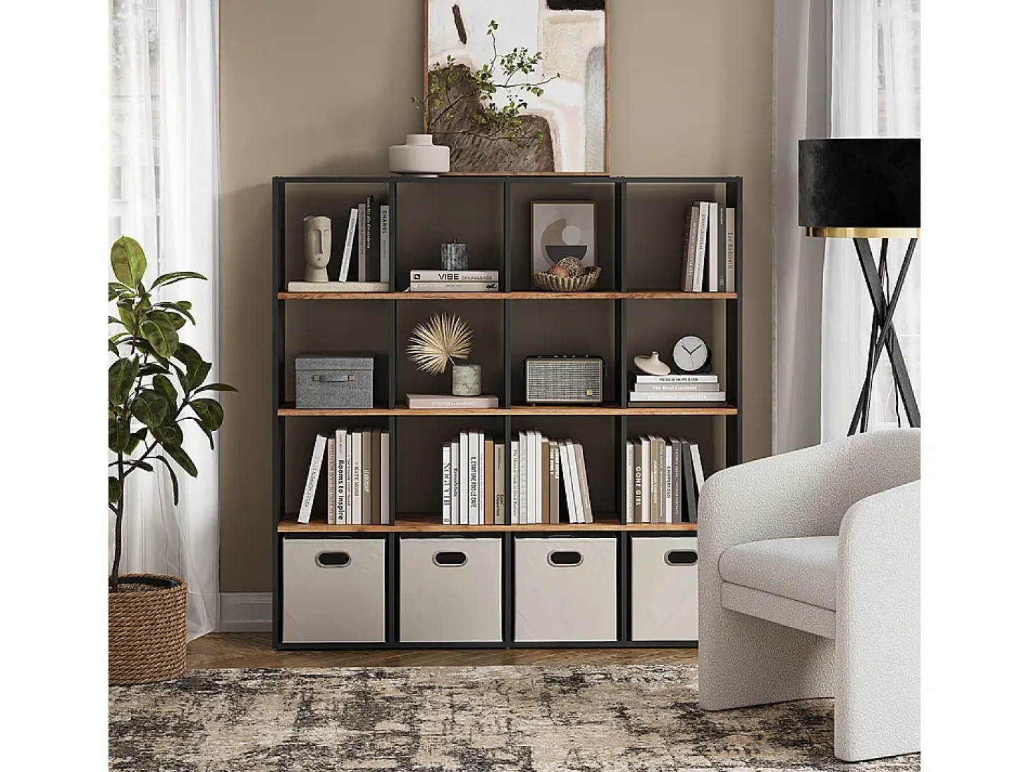 Separador de ambientes antracita/roble dorado 142.4x29x143 karree