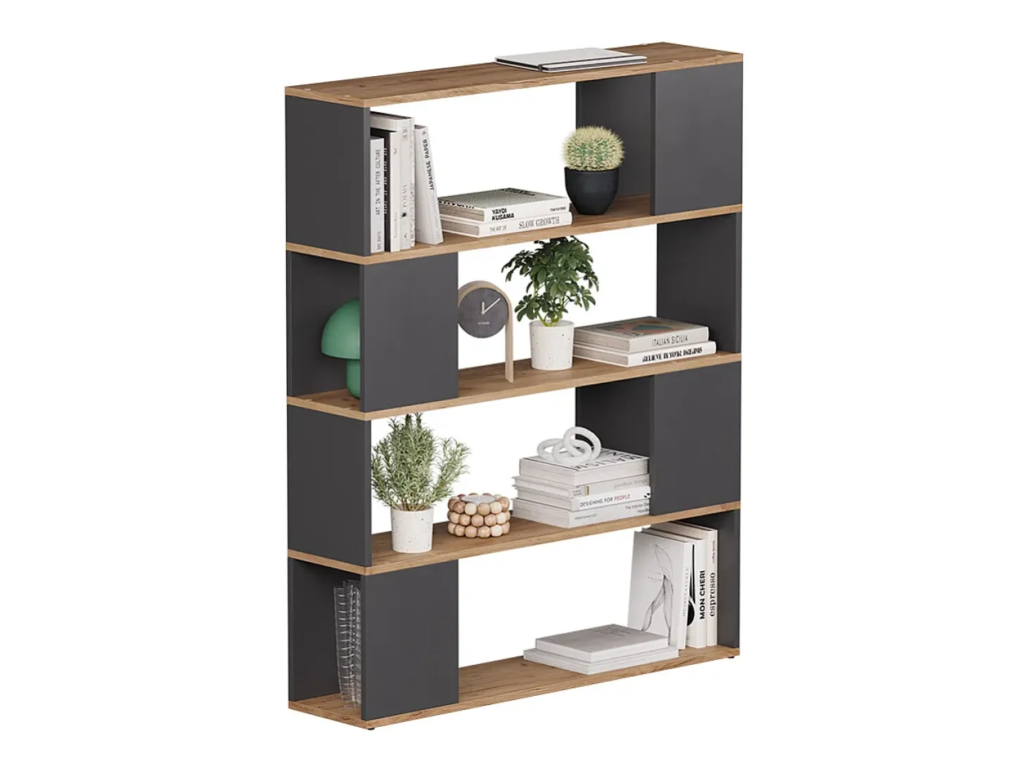 Separador de ambientes antracita/roble dorado 100x24x124.5 eneos