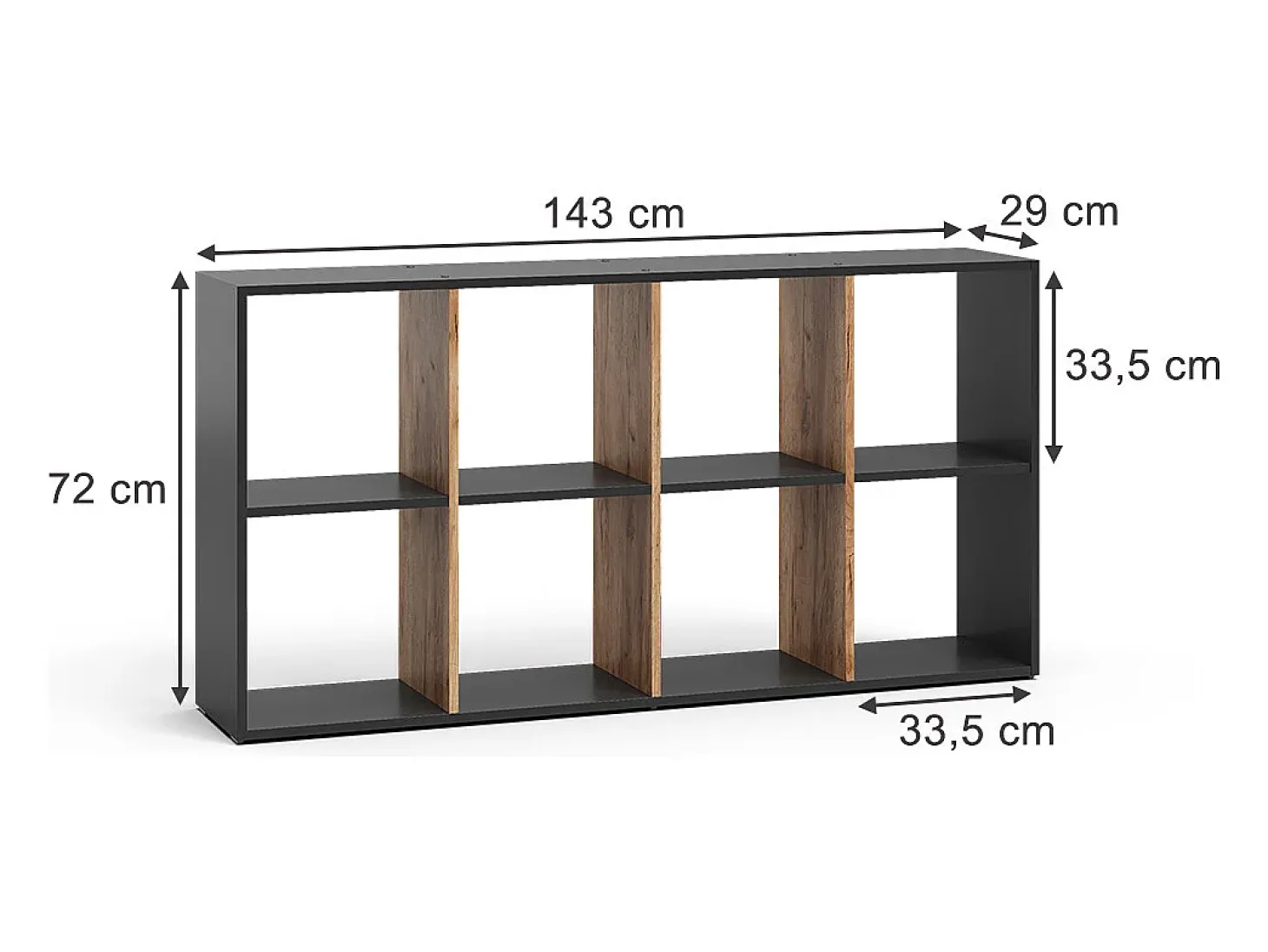 Separador de ambientes antracita/roble dorado 143x29x72 scutum