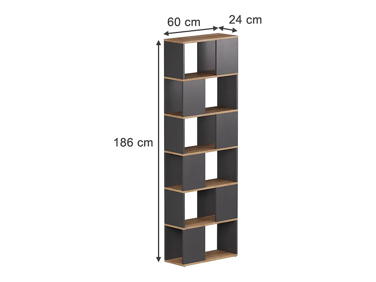 Separador de ambientes antracita/roble dorado 60x24x186 eneos