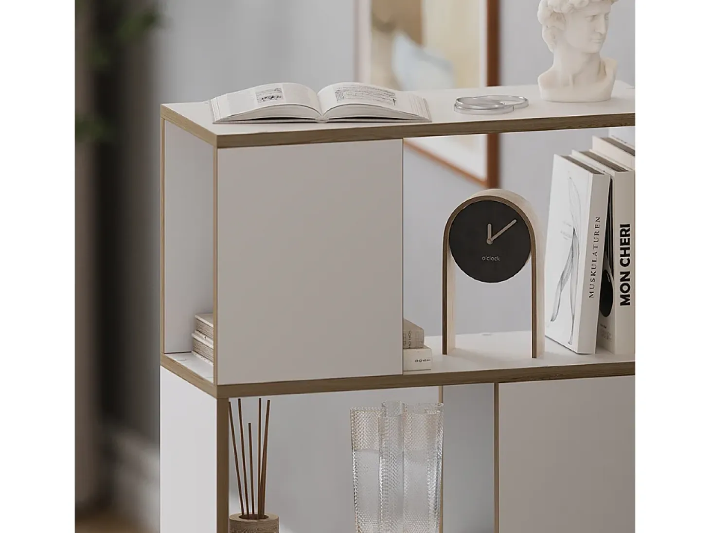 Separador de ambientes blanco/roble 60x24x94 eneos