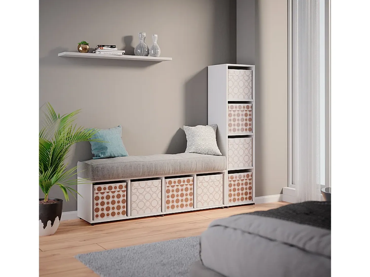 Separador de ambientes blanco 142.5x33x36.2 ludus