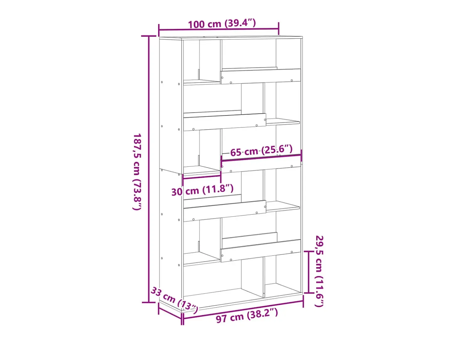 Separador de ambientes madera ingeniería blanco 100x33x187,5 cm