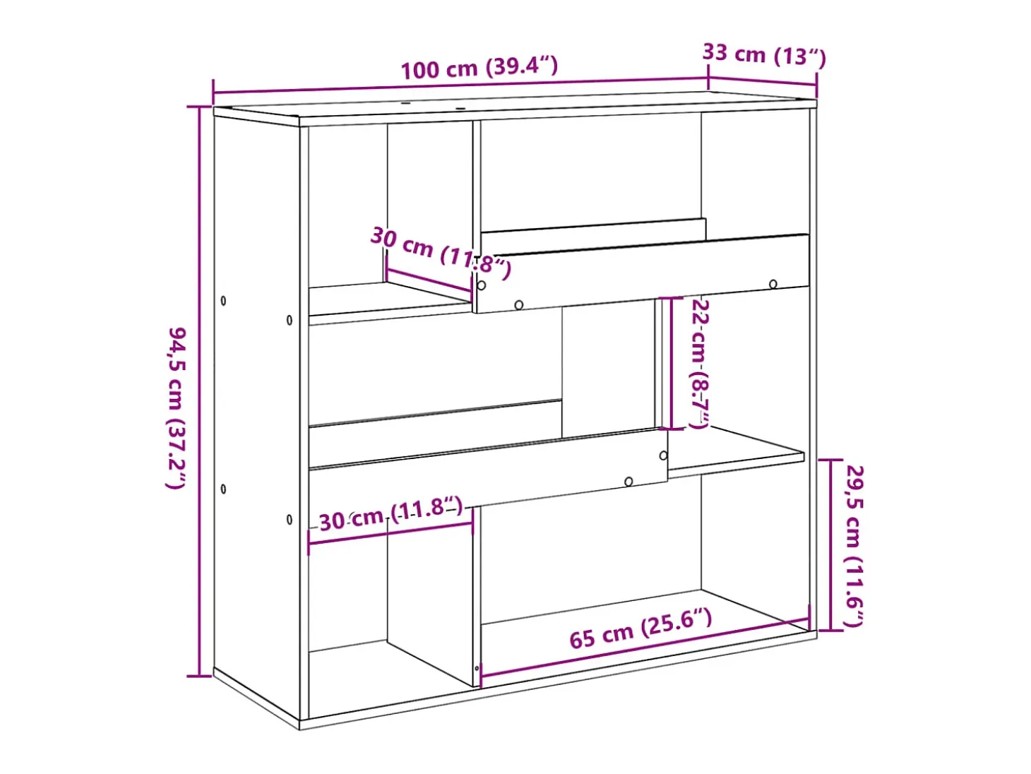 Separador de ambientes madera ingeniería blanco 100x33x94,5 cm