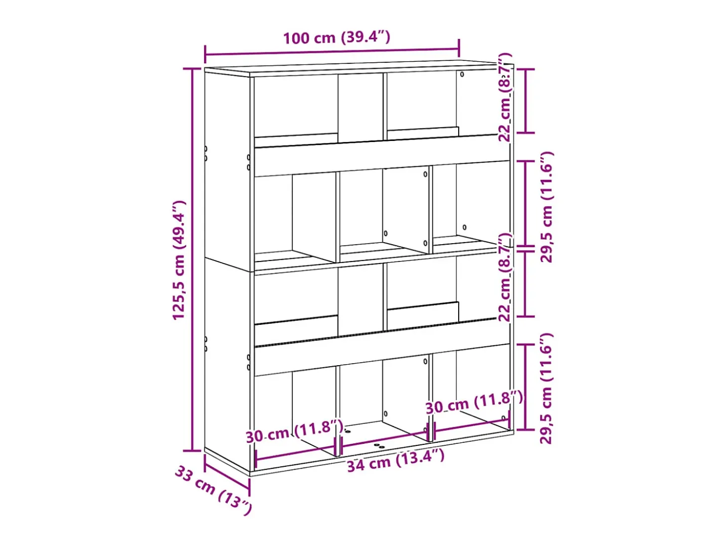 Separador de ambientes madera gris hormigón 100x33x125,5 cm