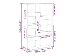 Separador de ambientes madera roble artisian 100x33x155,5 cm