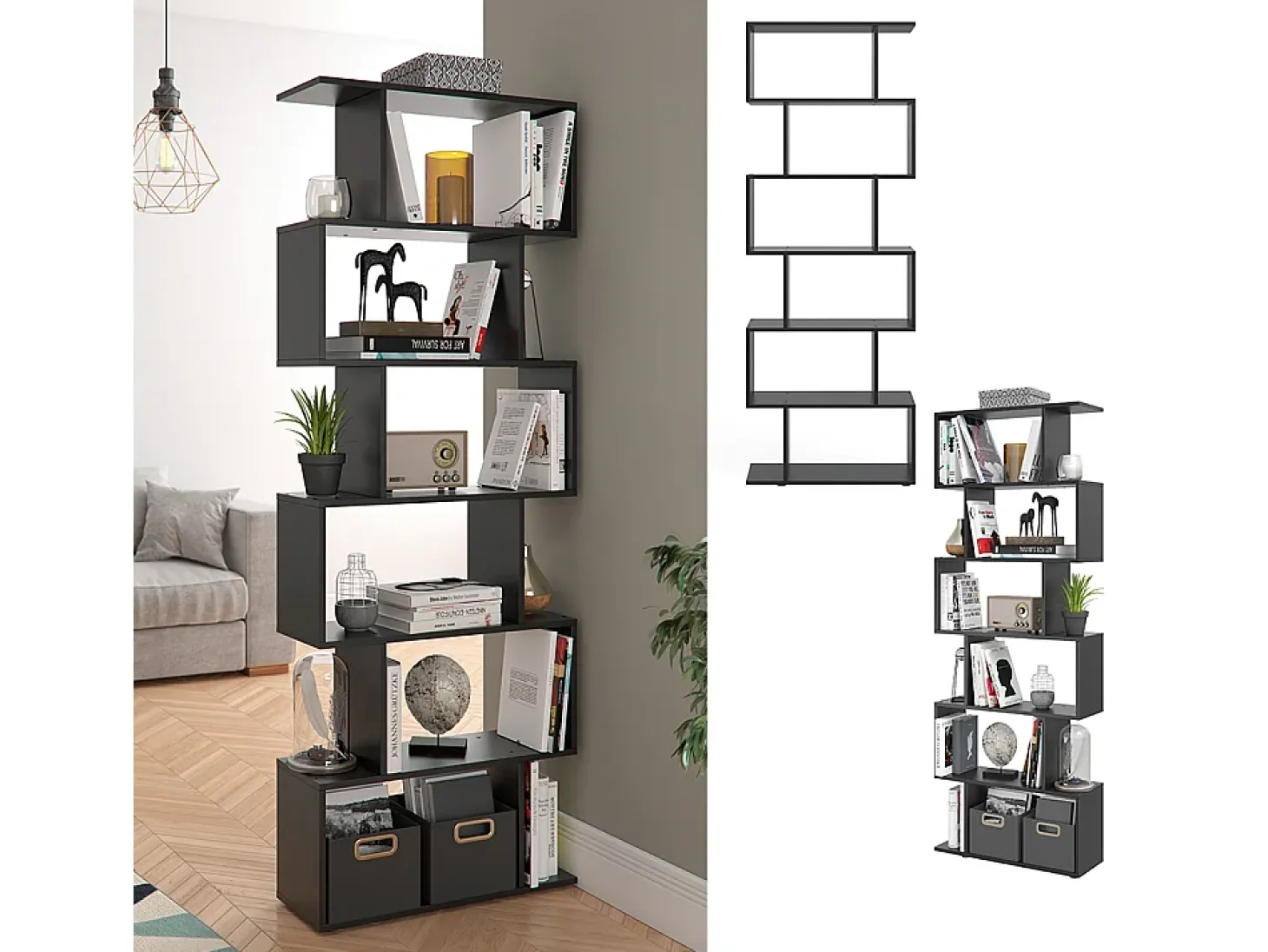 Separador de ambientes negro 70x23.8x192.2 levio