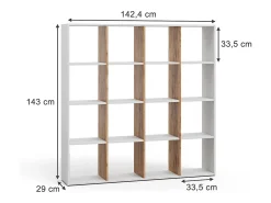 Separador de ambientes roble blanco/dorado 142.4x29x143 karree