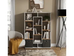 Separador de ambientes roble blanco/dorado 107.2x29x143