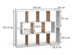 Separador de ambientes roble blanco/dorado 107.2x29x143