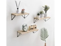 Set de 3 estantes de pared Amaro metal negro