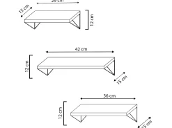 Set de 3 estantes de pared Amaro metal negro