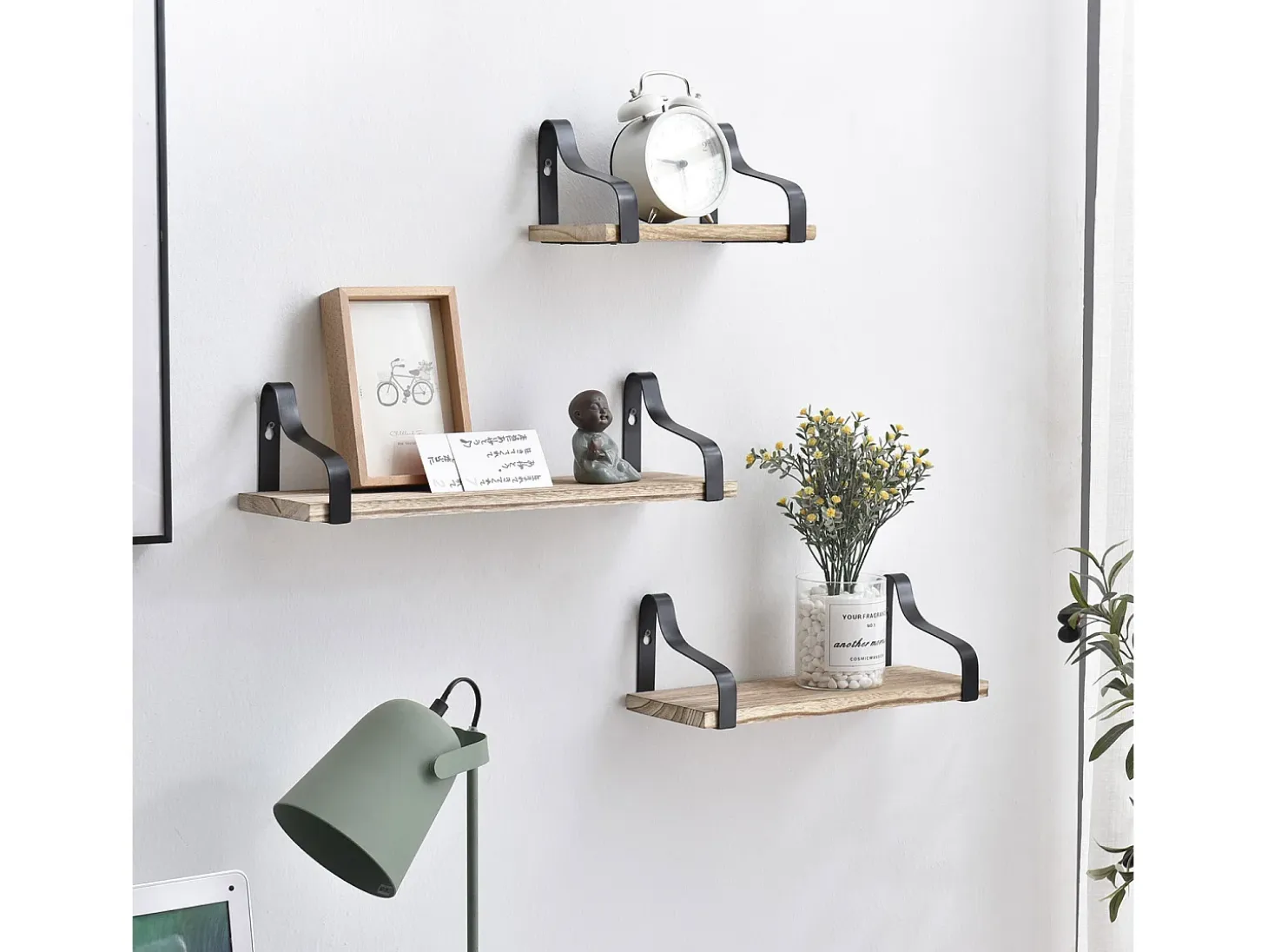 Set de 3 estantes de pared Bemol metal negro