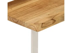 Set de 3 mesas apilables con borde natural madera maciza acacia