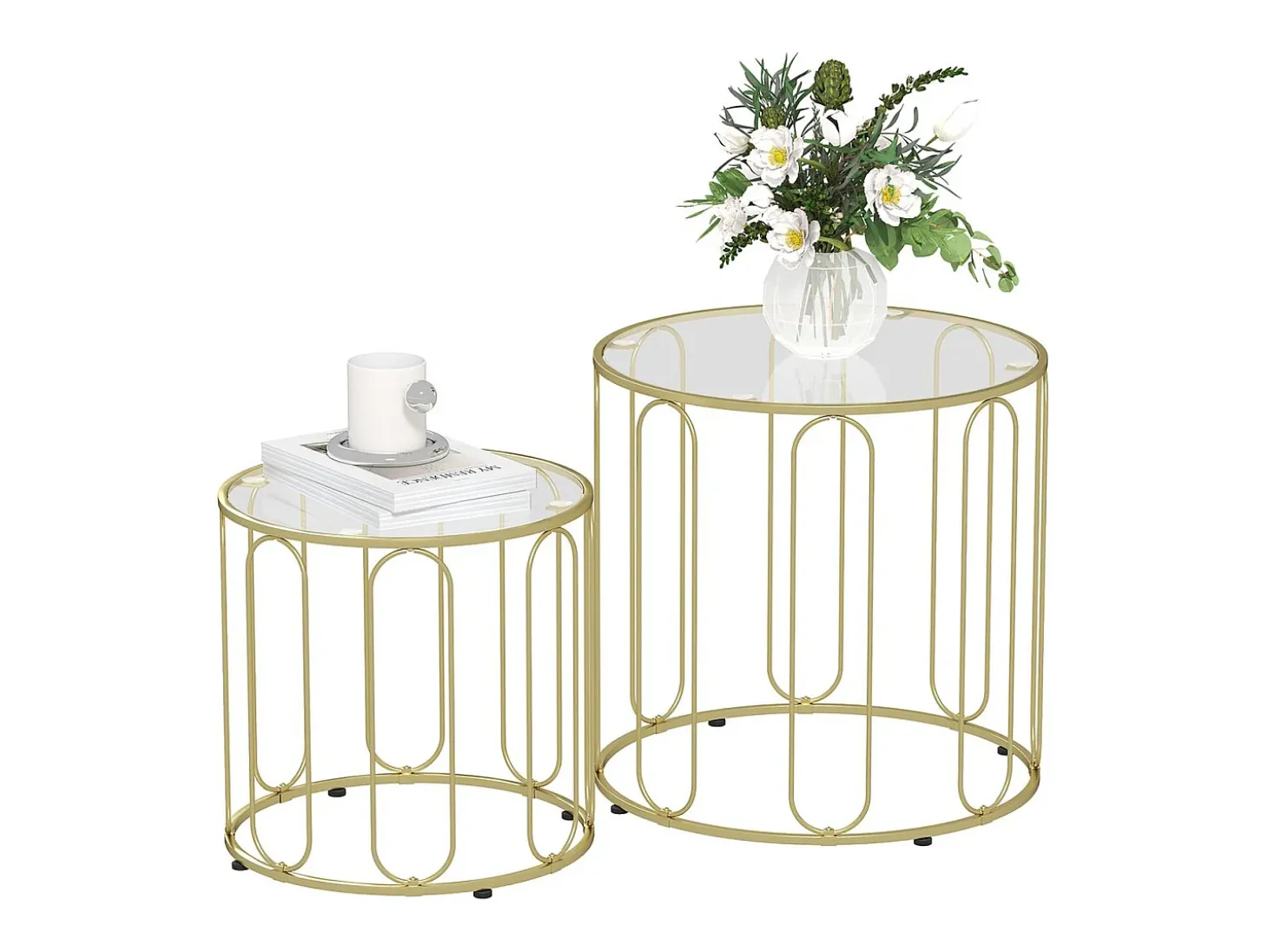 Set de 2 mesas auxiliares Viena Homcom dorado