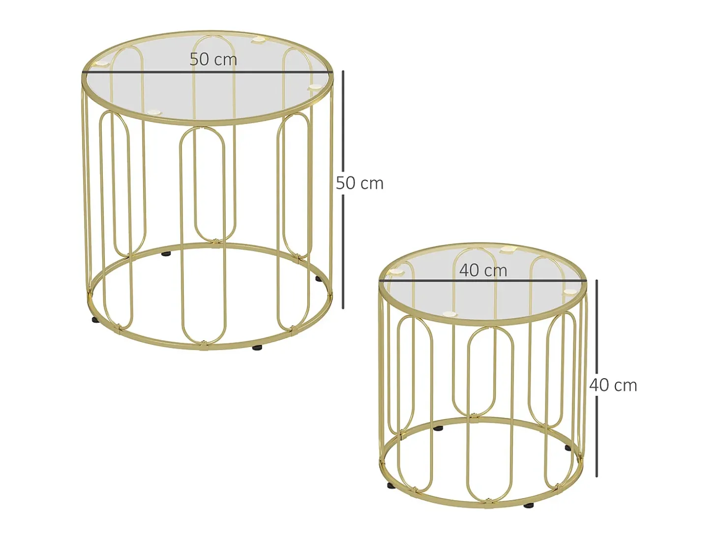Set de 2 mesas auxiliares Viena Homcom dorado