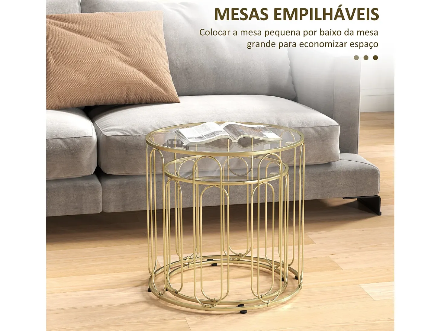 Set de 2 mesas auxiliares Viena Homcom dorado