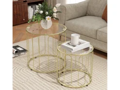 Set de 2 mesas auxiliares Viena Homcom dorado