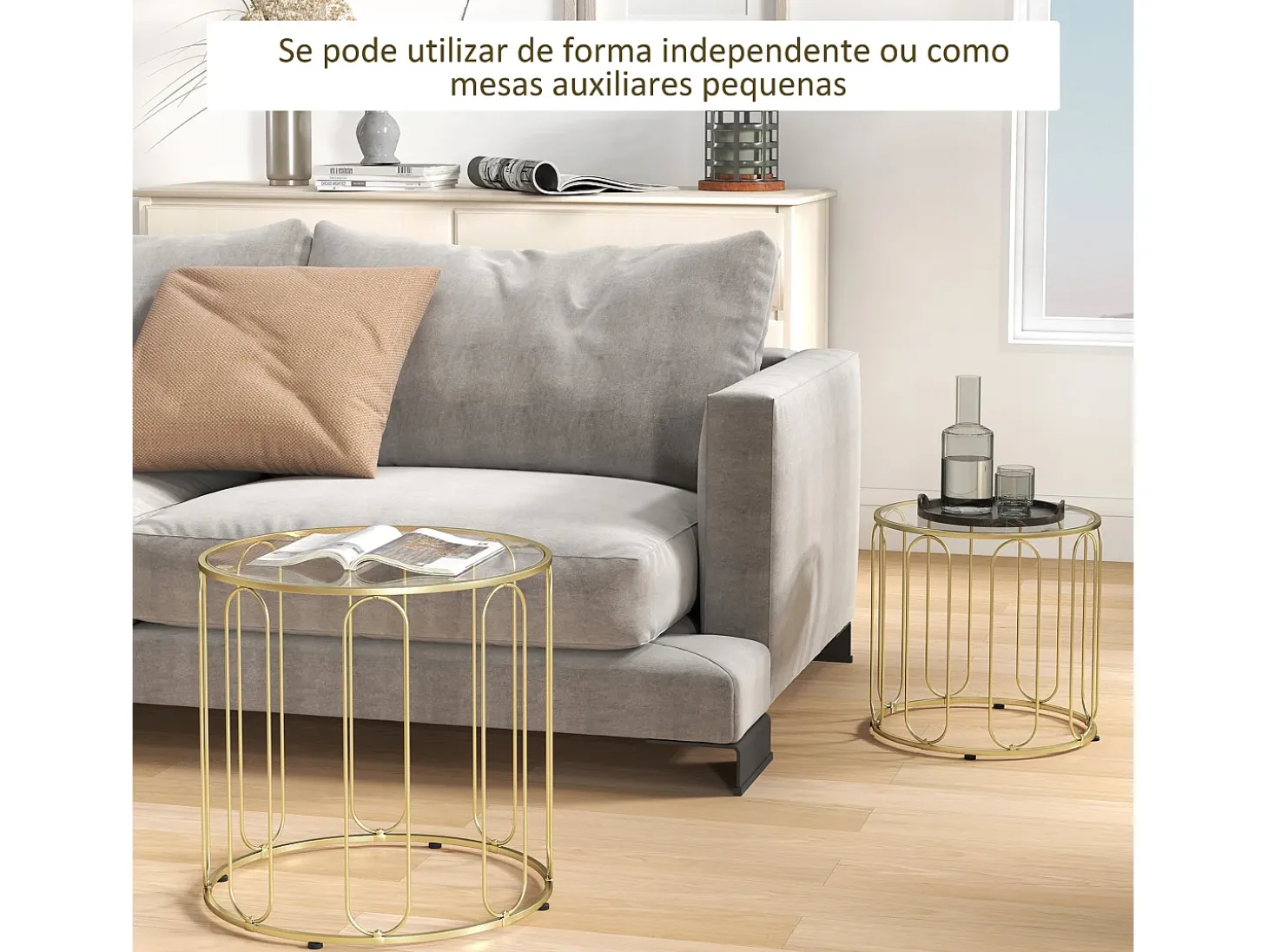 Set de 2 mesas auxiliares Viena Homcom dorado