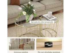 Set de 2 mesas auxiliares Viena Homcom dorado
