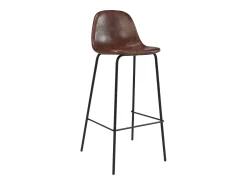 Set de 2 sillas de bar 75 cm en cuero sintético marrón - Henrik
