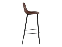 Set de 2 sillas de bar 75 cm en cuero sintético marrón - Henrik