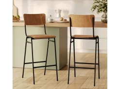 Set de 2 sillas de bar de madera 75 cm - Clem