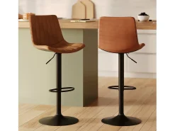 Set de 2 sillas de bar en piel sintética camel 62,5/83 cm - Killi