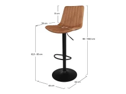 Set de 2 sillas de bar en piel sintética camel 62,5/83 cm - Killi
