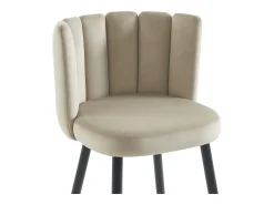 Set de 2 taburetes de bar de terciopelo y metal negro - Beige - PRANILA de Pascal MORABITO
