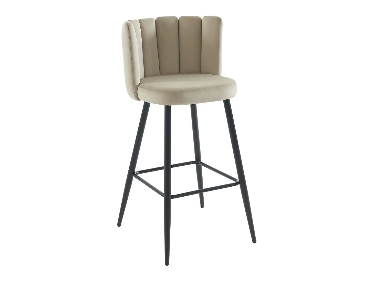 Set de 2 taburetes de bar de terciopelo y metal negro - Beige - PRANILA de Pascal MORABITO