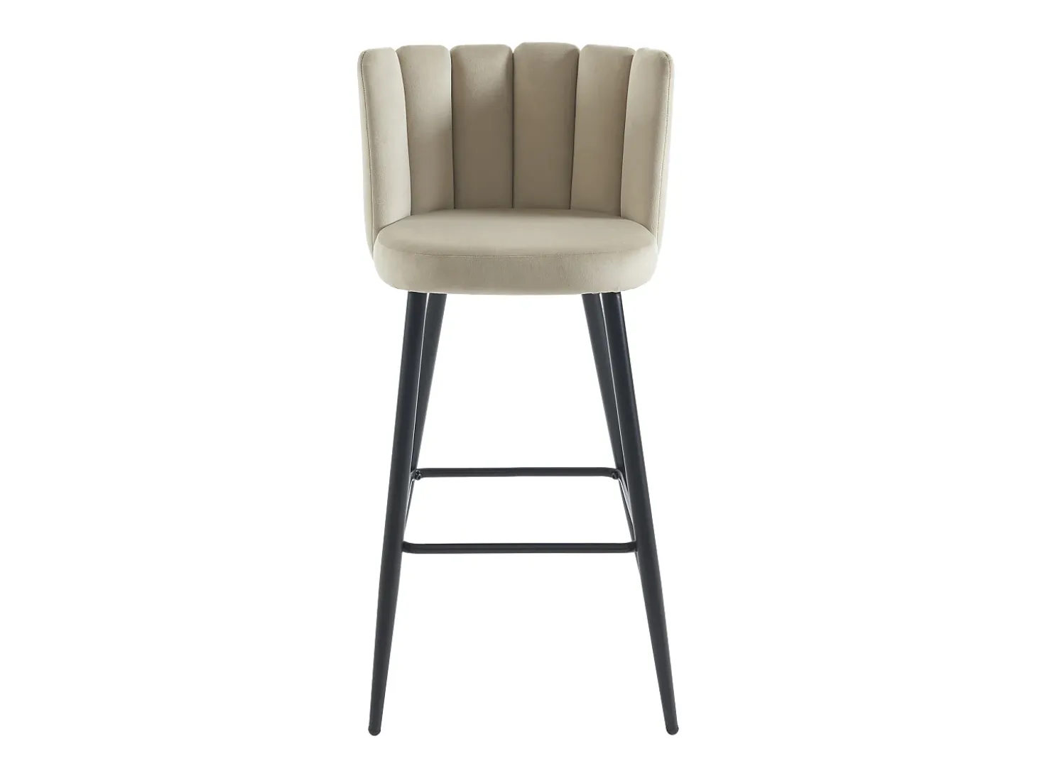 Set de 2 taburetes de bar de terciopelo y metal negro - Beige - PRANILA de Pascal MORABITO