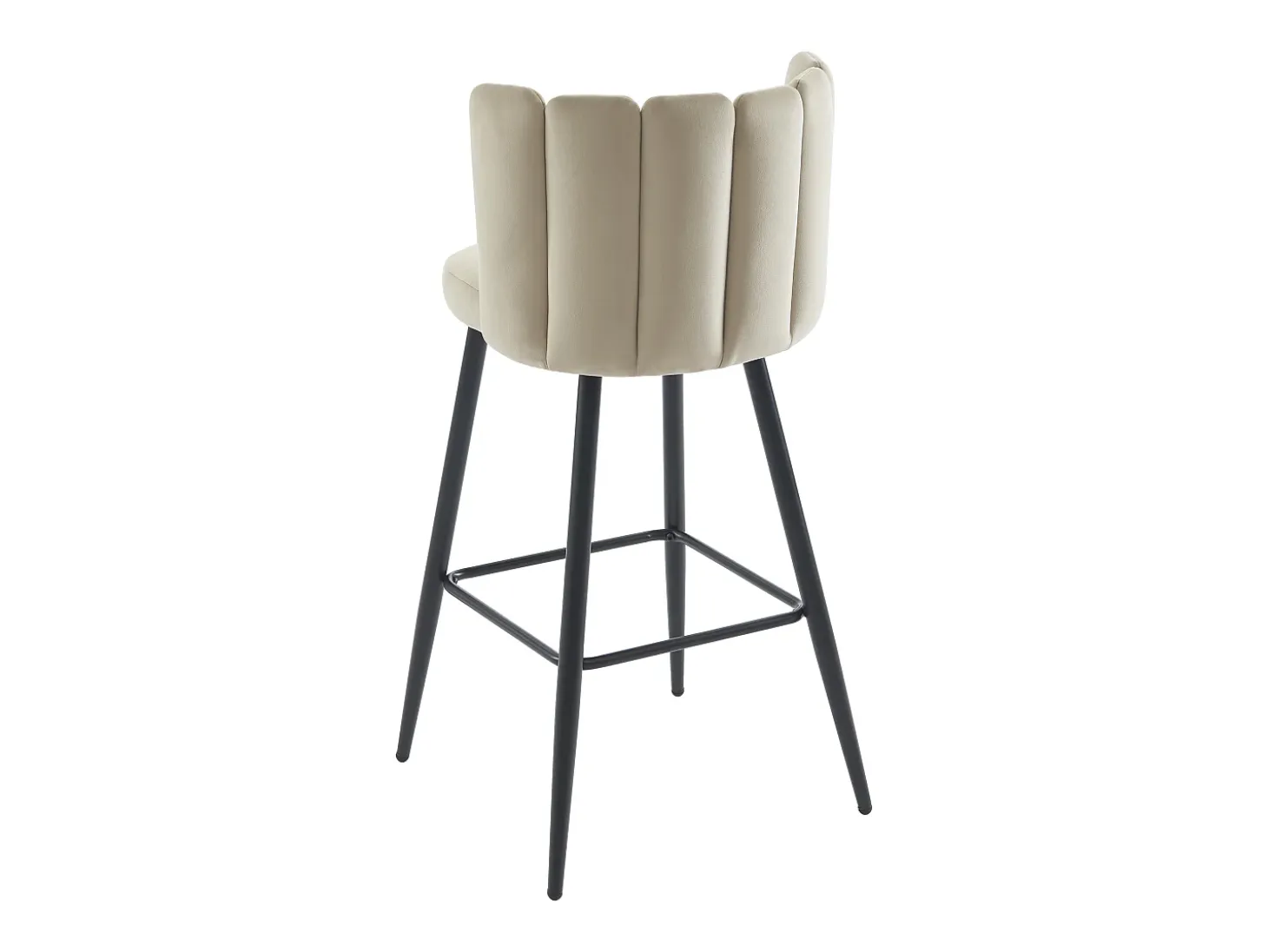 Set de 2 taburetes de bar de terciopelo y metal negro - Beige - PRANILA de Pascal MORABITO