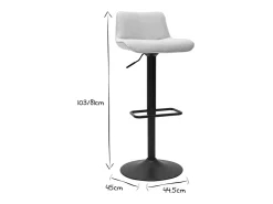 Set de 2 taburetes de cocina regulables y giratorios 360º de tejido efecto aterciopelado beige y metal BOOST