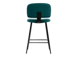 Set de 2 taburetes de cocina de terciopelo azul petróleo y metal negro 70 cm de altura ATRIUM