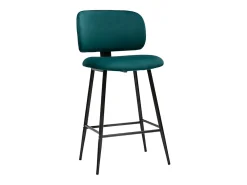 Set de 2 taburetes de cocina de terciopelo azul petróleo y metal negro 70 cm de altura ATRIUM