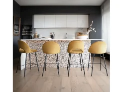 Set de 2 taburetes para isla de cocina de terciopelo amarillo 65 cm - Misty